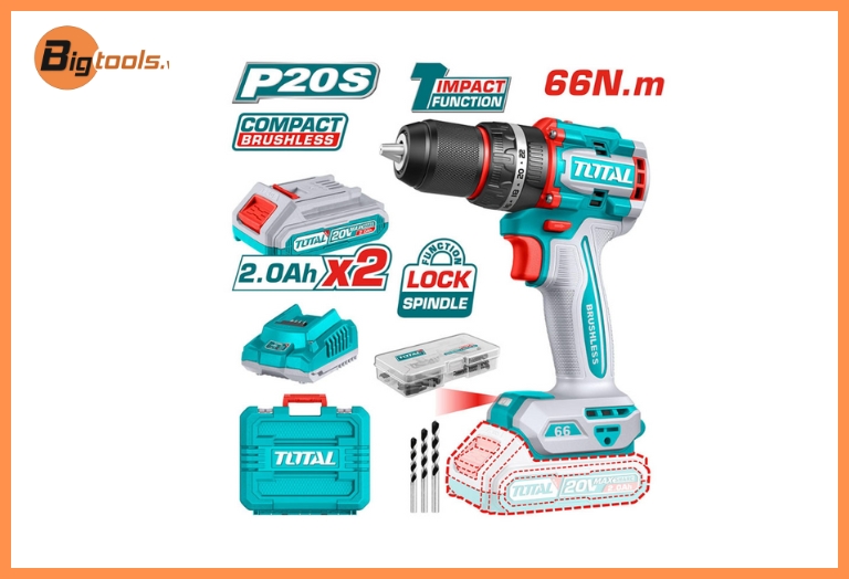 Máy khoan búa không chổi than dùng pin Lithium-Ion 20V - TOTAL - TIDLI20668 Máy khoan búa không chổi than dùng pin Lithium-Ion 20V - TOTAL - TIDLI20668 Máy khoan búa không chổi than dùng pin Lithium-Ion 20V - TOTAL - TIDLI20668