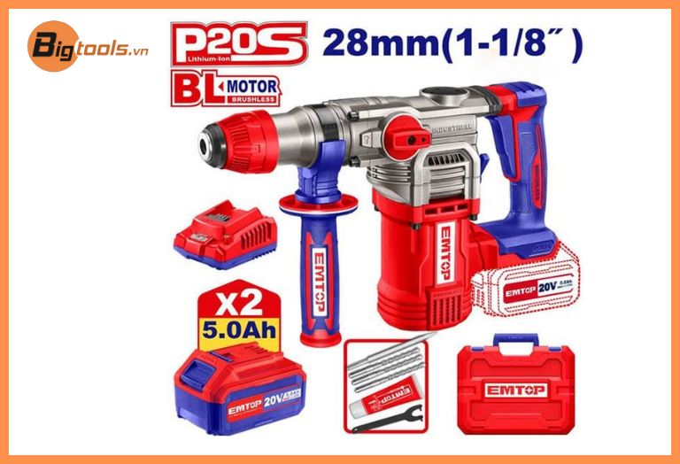 Bộ máy khoan đục 14mm pin EMTOP - ELRH202885