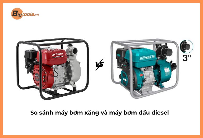 so sánh máy bơm xăng và máy bơm dầu