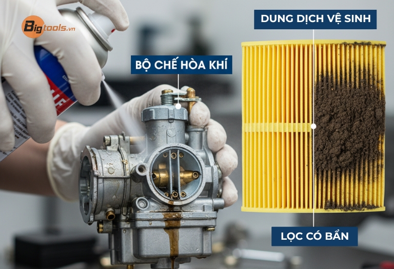 Hết xăng hoặc xăng cũ, lẫn tạp chất: