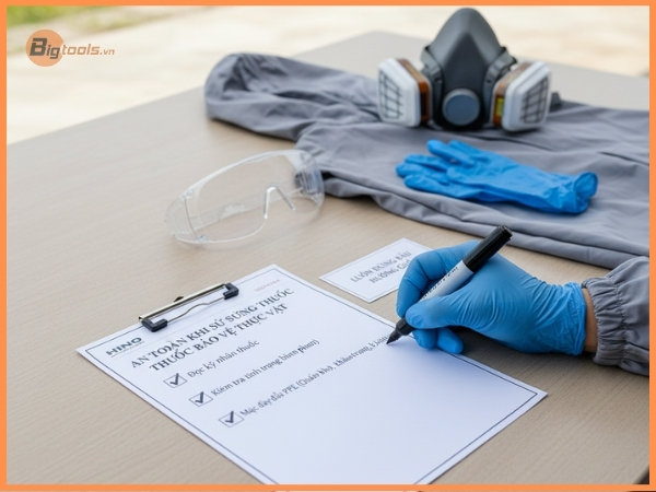 Checklist an toàn cần hoàn thành trước khi pha thuốc bảo vệ thực vật.