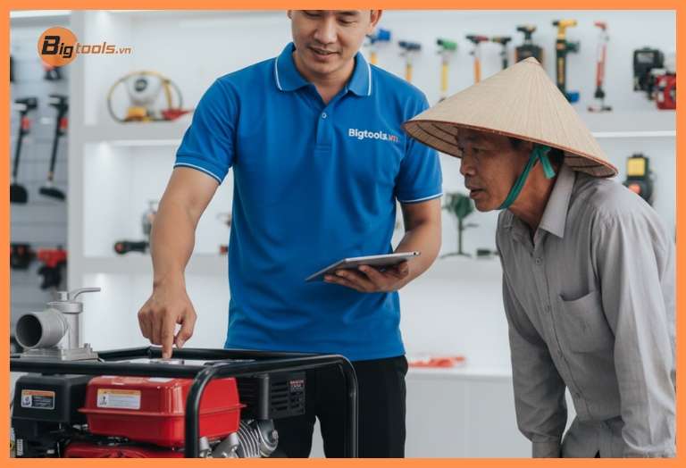 Tư vấn máy bơm nước đồng ruộng Bigtools - Giải pháp toàn diện cho nhà nông, cam kết sản phẩm chính hãng và bảo hành uy tín.