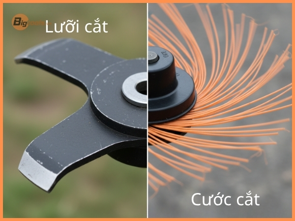 ảnh lưỡi cắt và cước cắt của máy cắt cỏ