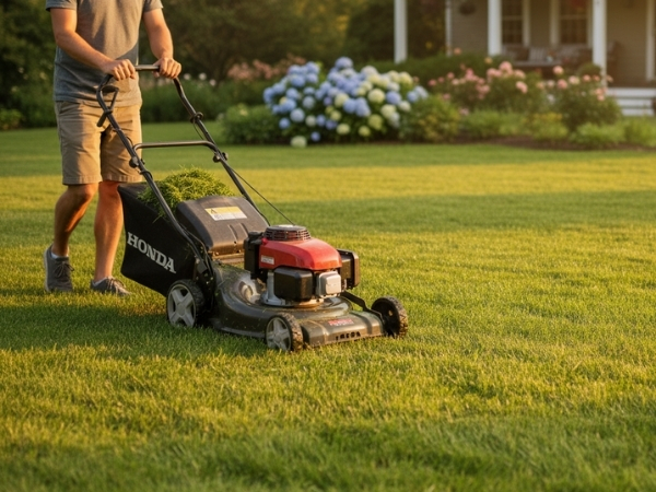 Máy cắt cỏ đẩy tay có túi chứa cỏ giúp sân vườn sạch đẹp hoàn hảo.