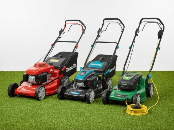 Các loại máy cắt cỏ đẩy tay phổ biến_ chạy xăng, dùng pin và dùng điện