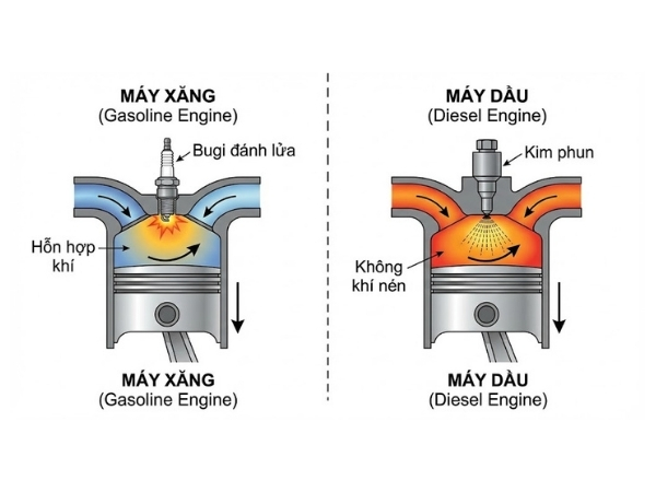 Nguyên lý hoạt động động cơ xăng và diesel
