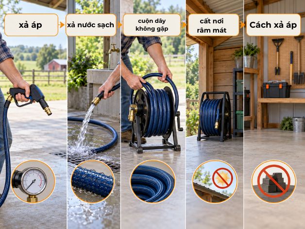 Bảo Quản Dây Phun Áp Lực Đúng Cách
