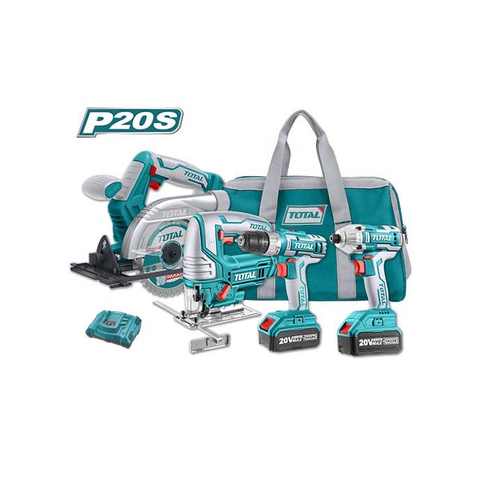 Bộ Combo 4 máy Cưa Đĩa Tròn máy Cưa Lọng máy Siết Vít Và máy Khoan Dùng Pin 20V TOTAL TCKLI2010