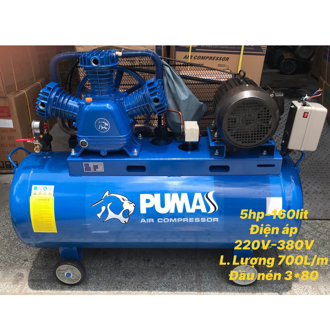 Máy nén khí PUMAS 160 lít (5HP)