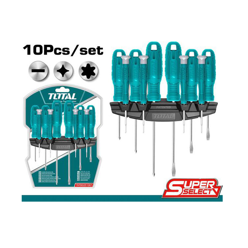 Bộ 10 tua vít dẹp bake sao và tua vít chuẩn TOTAL THTDC251001