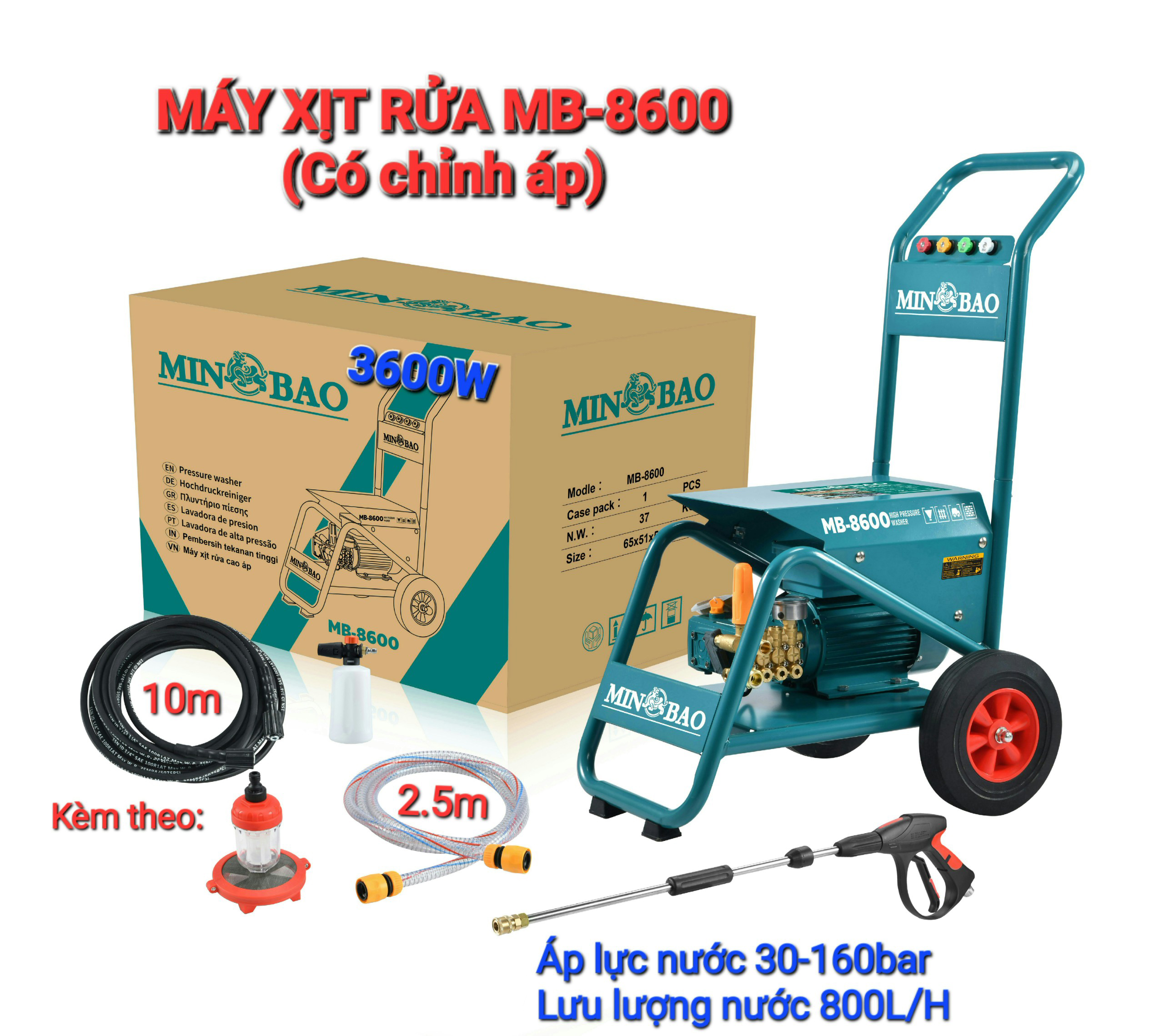 Máy xịt rửa xe cao áp MINBAO - MB-8600