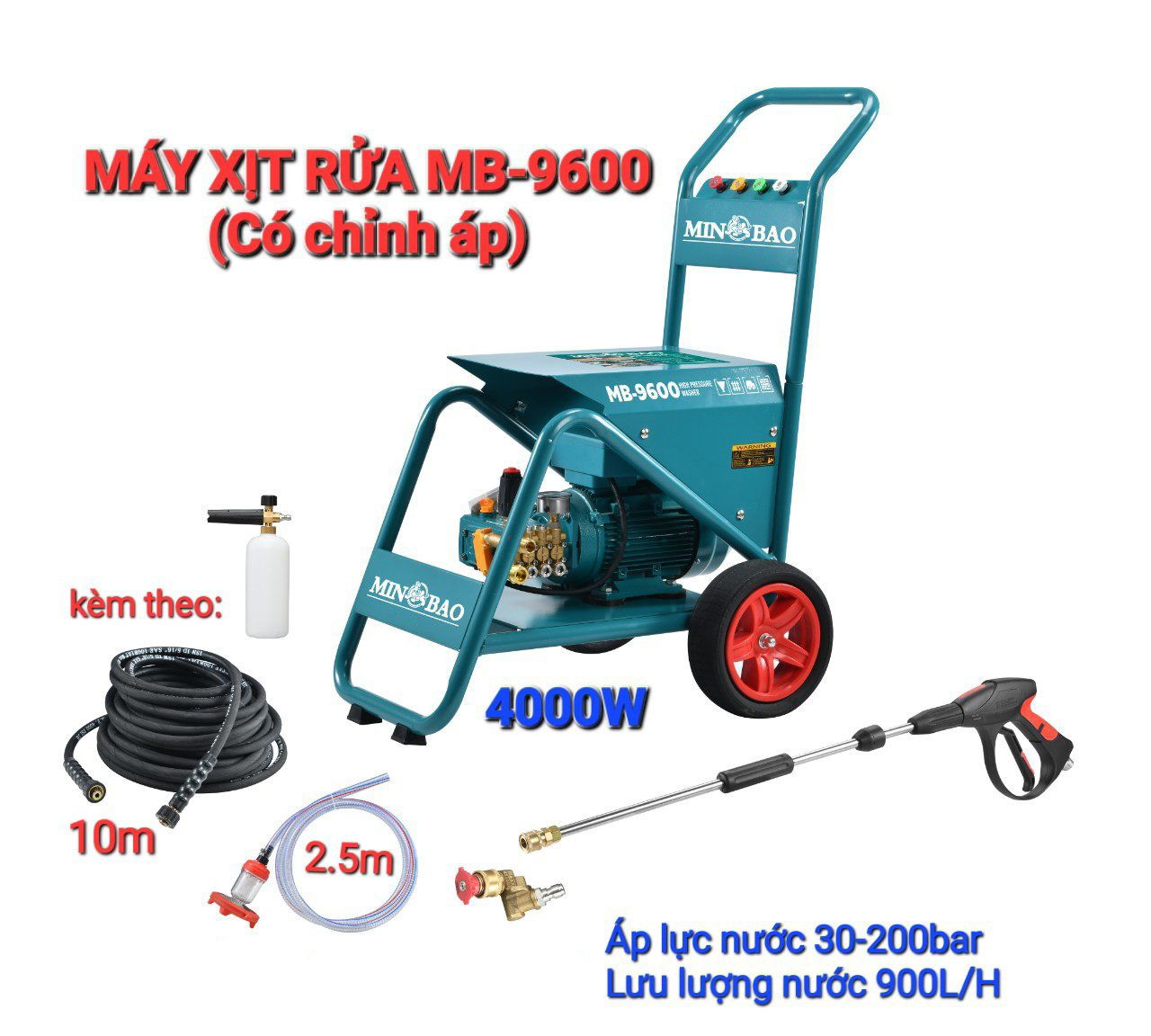 Máy xịt rửa xe cao áp MINBAO - MB-9600