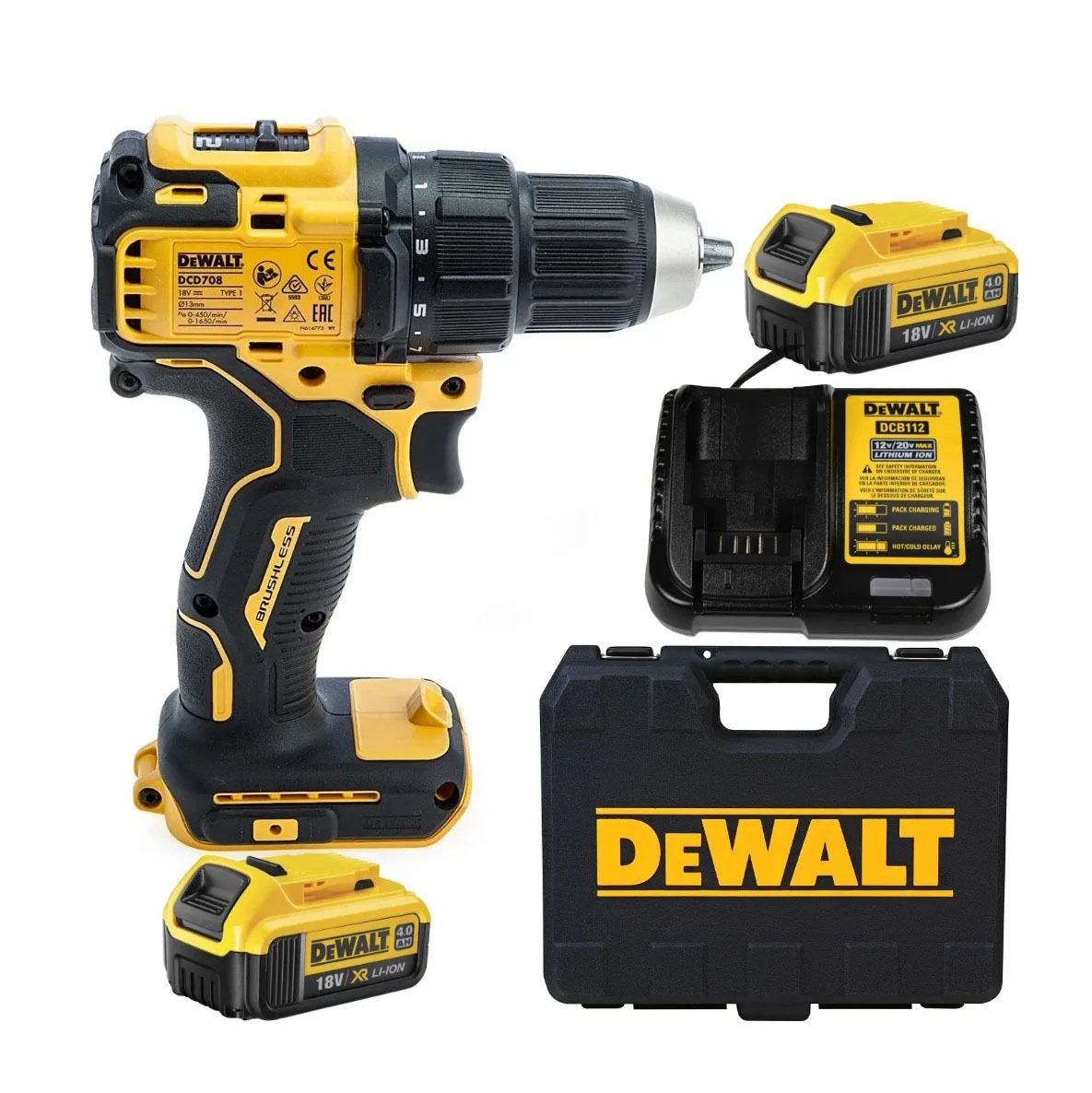 Máy khoan cầm tay 20V max BL Dewalt DCD708M2 (2pin*4Ah Vali)