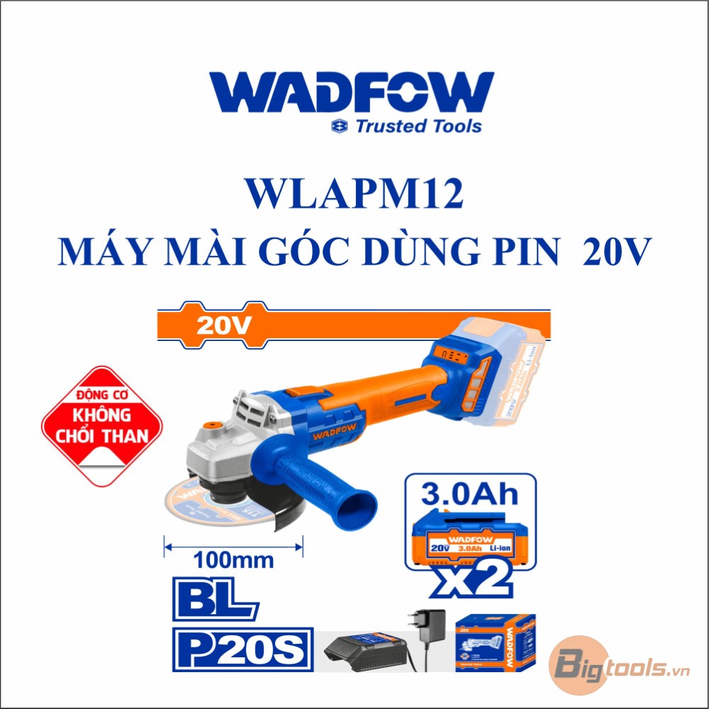 Máy mài góc dùng pin Lithium-ion 20V (không chổi than) WADFOW - WLAPM12