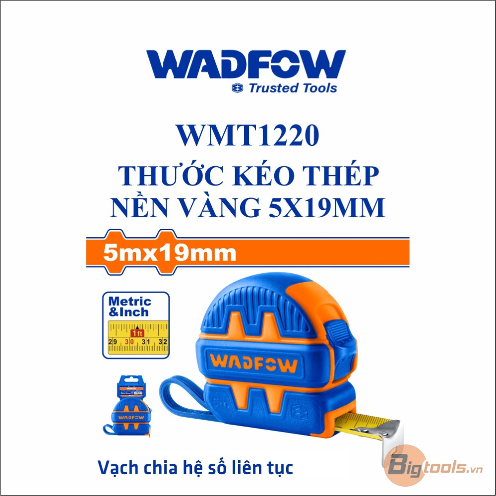 Thước kéo thép nền vàng 5x19mm WADFOW - WMT1220