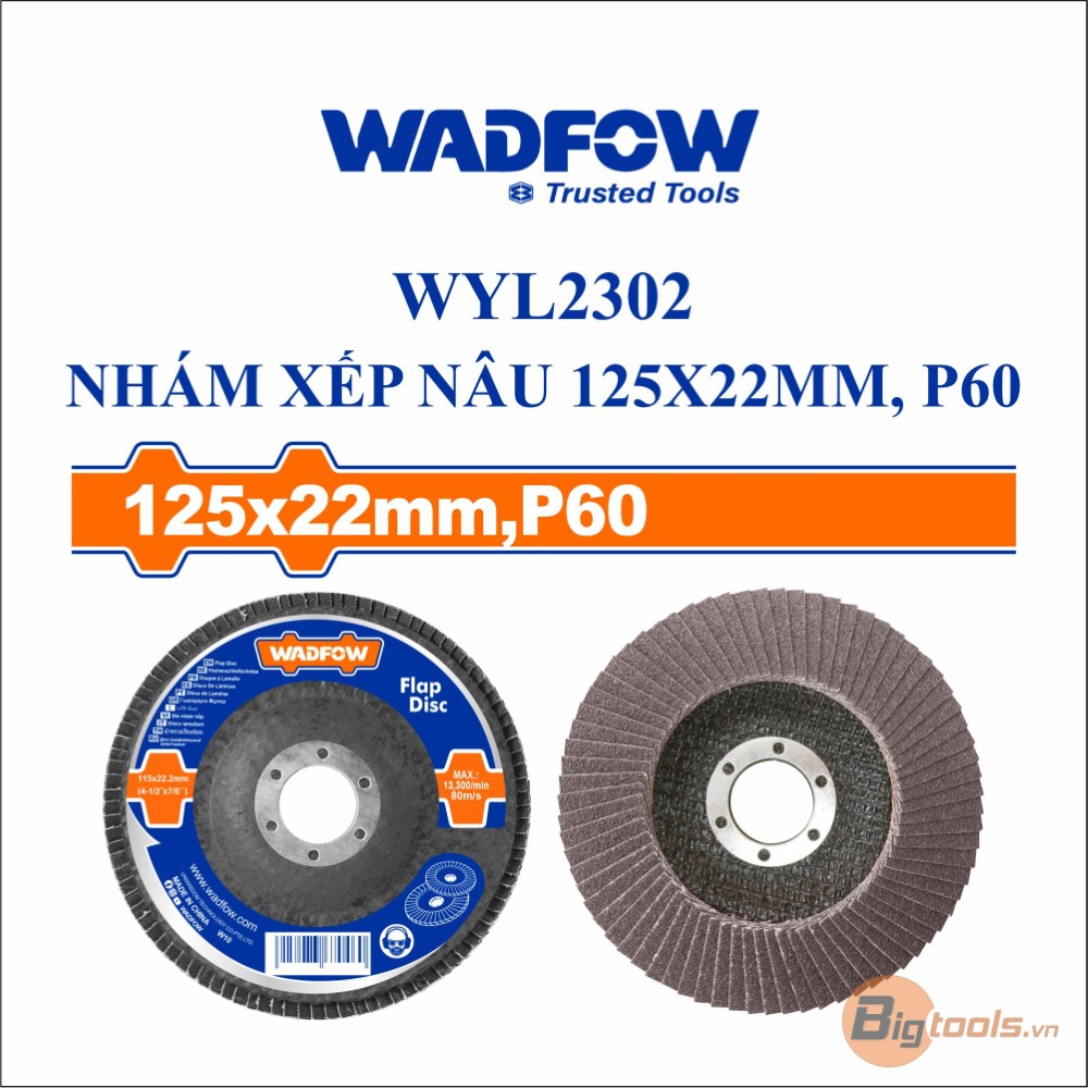 Nhám xếp nâu 125x22mm, P60 WADFOW - WYL2302