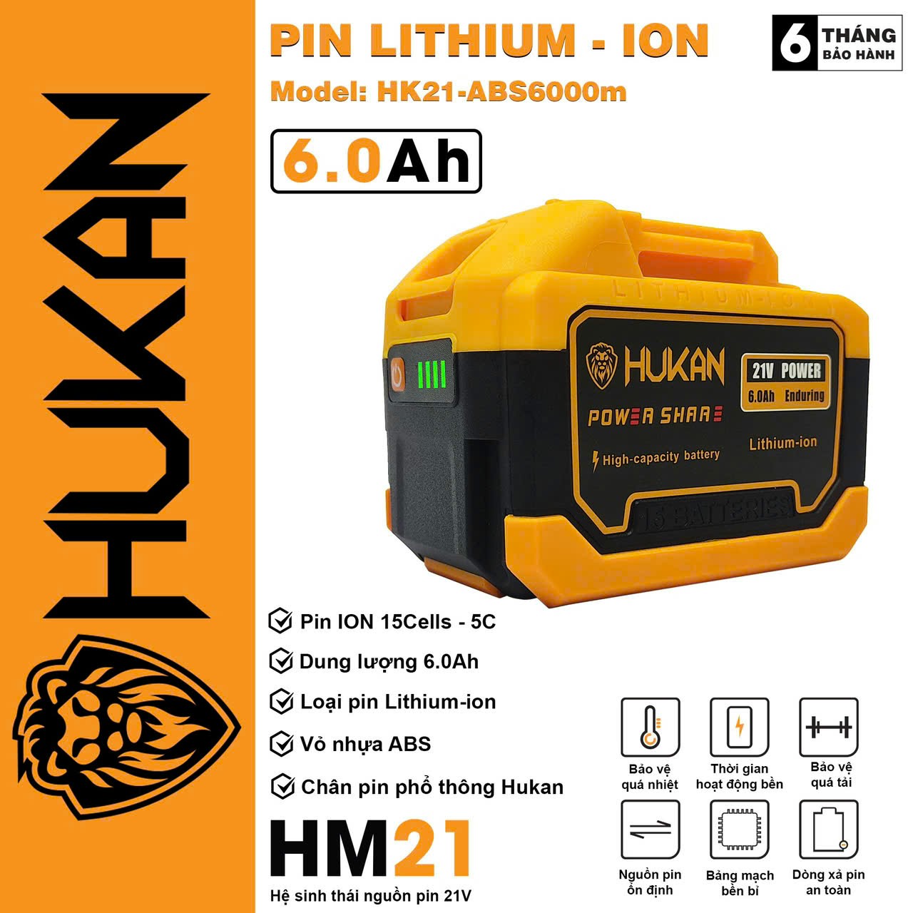 Pin 15Cell HUKAN HK21 ABS6000
