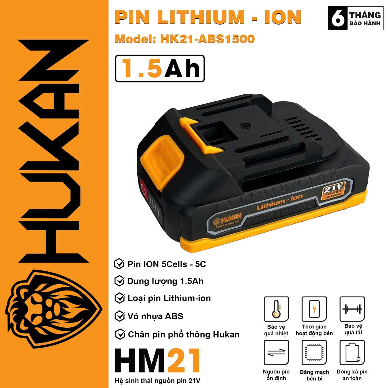Pin Ion 5Cell - 5C HUKAN - HK21-ABS1500s