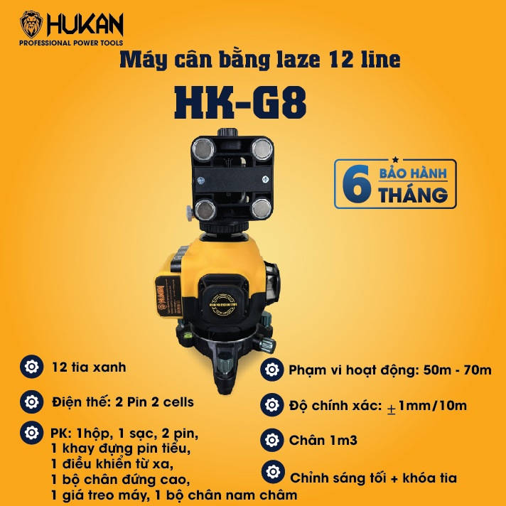 Máy cân bằng laze 12 tia xanh HUKAN HK-LZ G8
