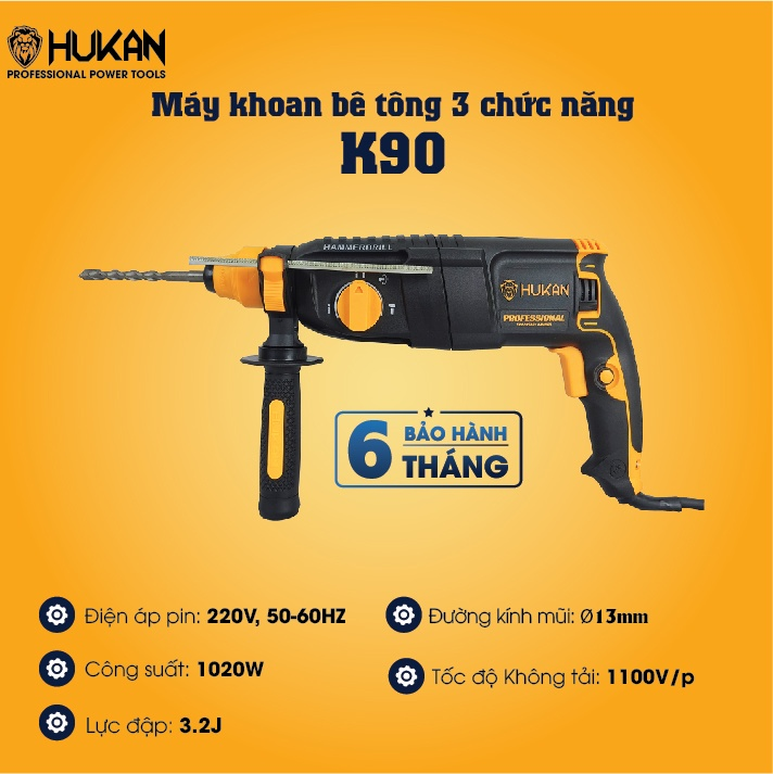 Máy Khoan bê tông 3 chức nǎng HUKAN HK-K90