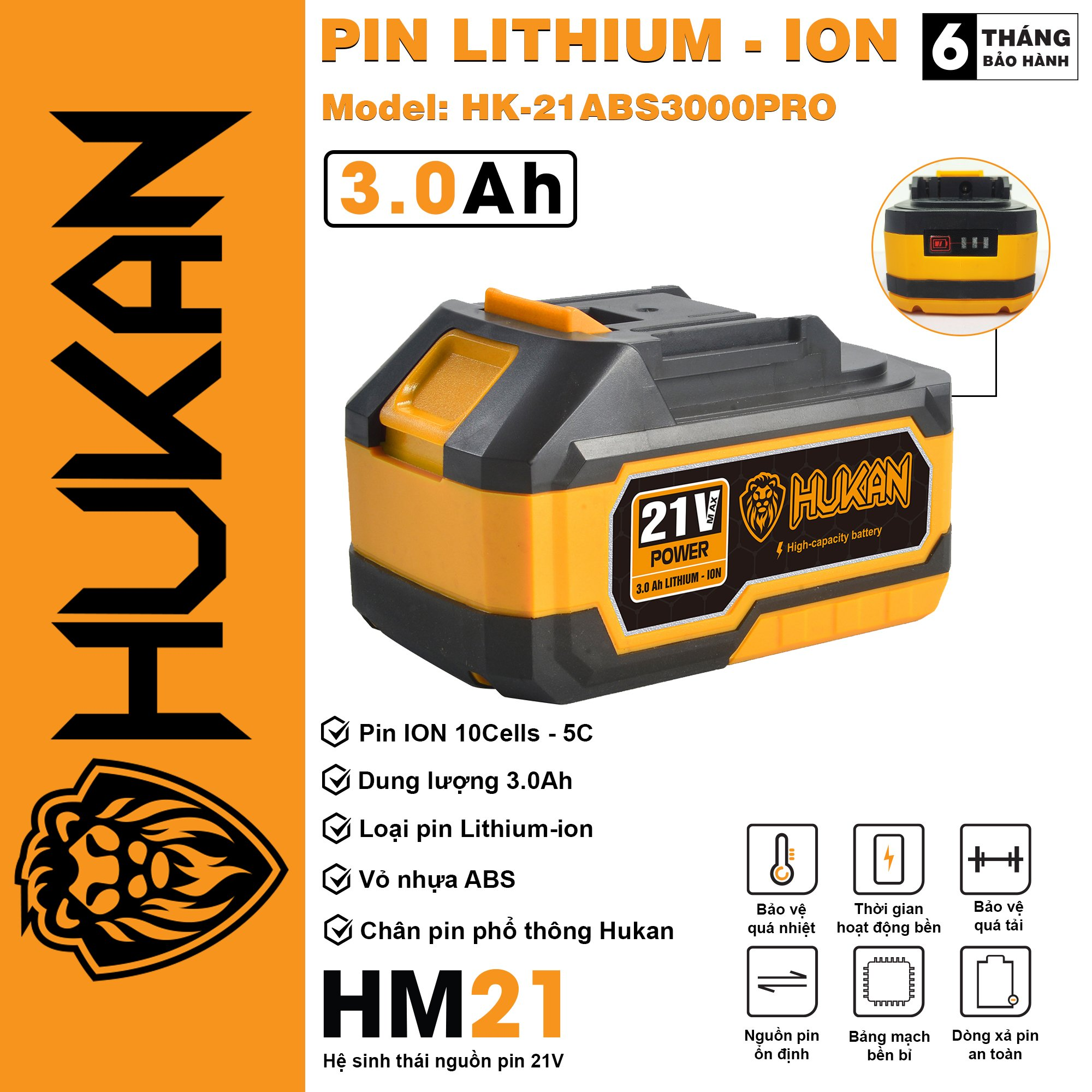 Pin Super Mkt6000 HUKAN - HK-21ABS3000PRO