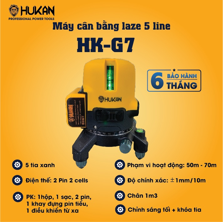Máy cân bằng laze 5 tia xanh HUKAN HK-LZ G7