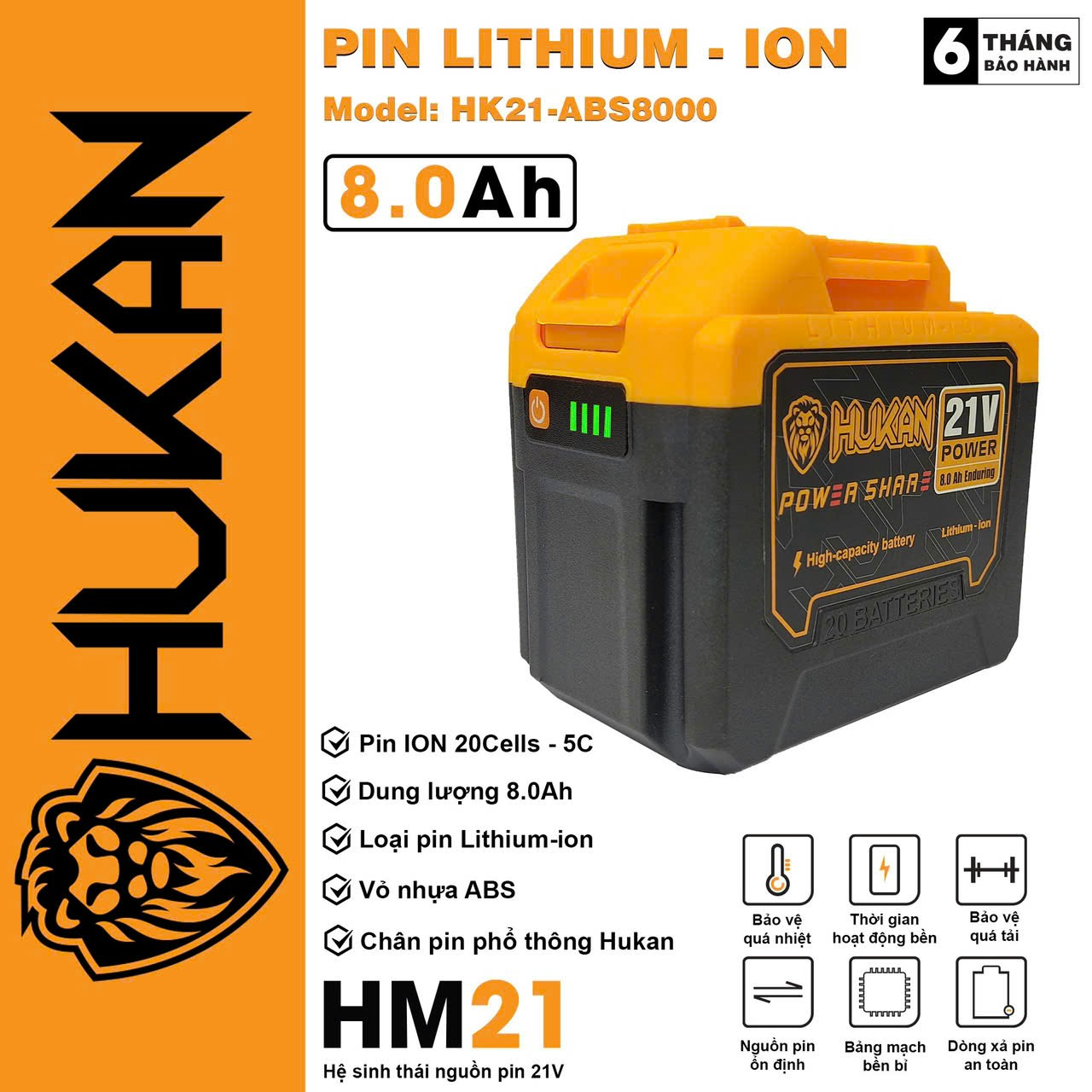 Pin 20Cell HUKAN HK21 ABS8000