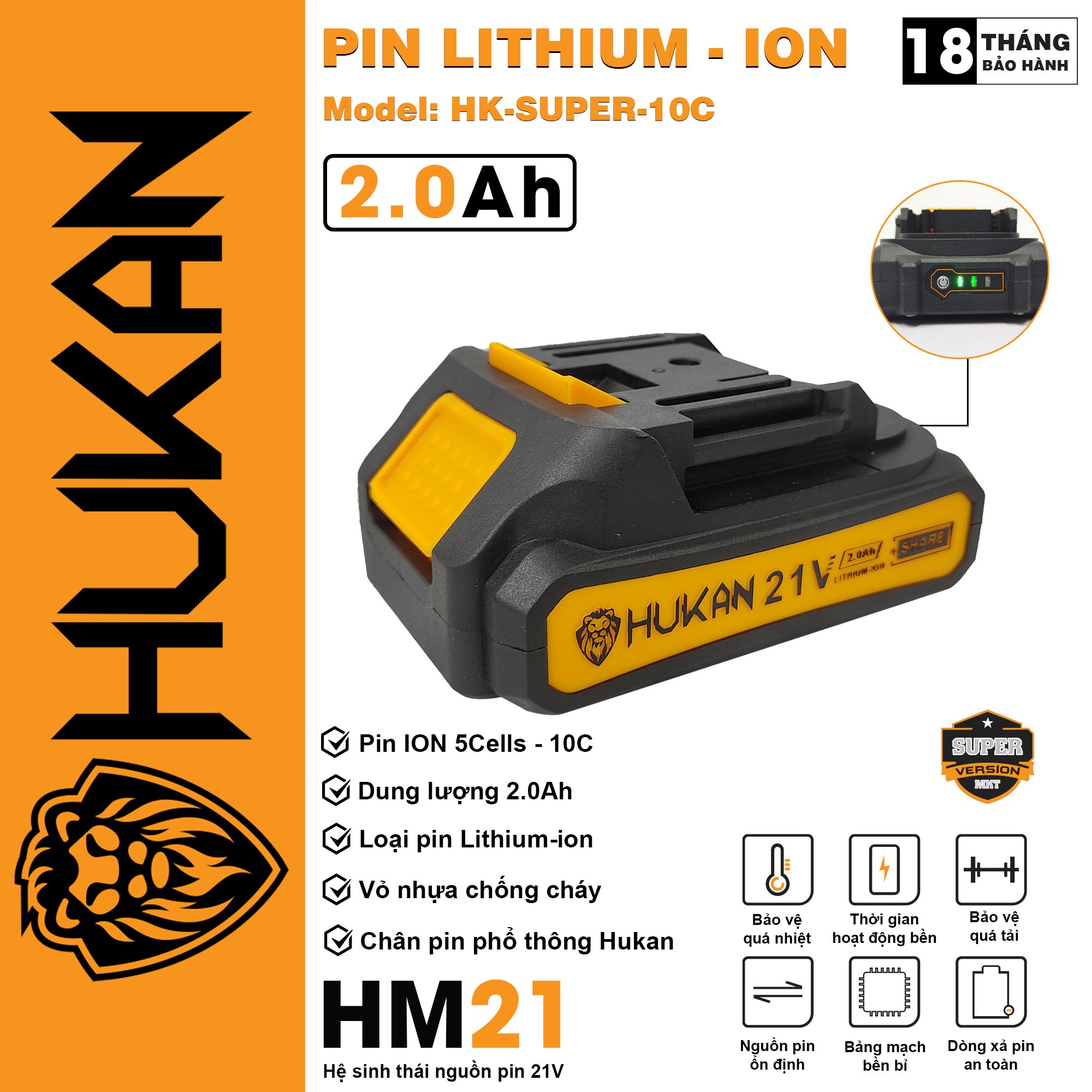 Pin Super 5Cell HUKAN - HK-SUPER10C