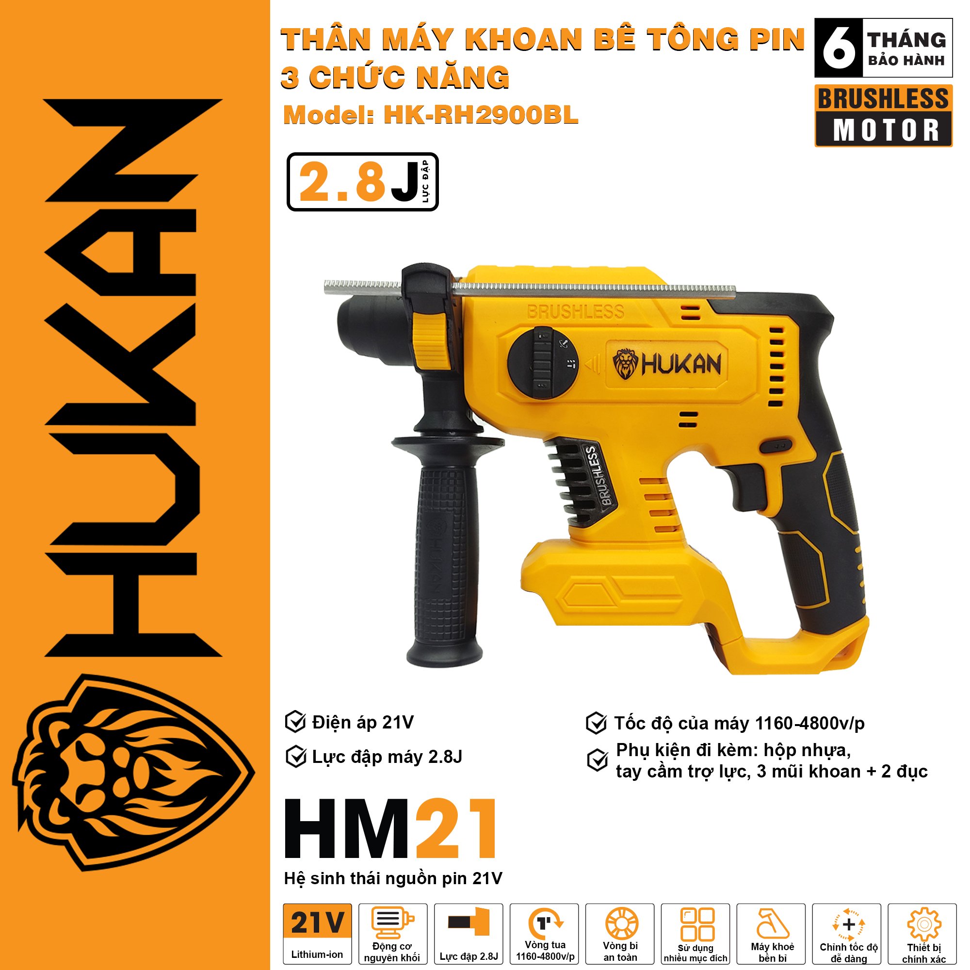 Thân Máy Khoan Bê Tông HUKAN - BODYHK-RH2900BL
