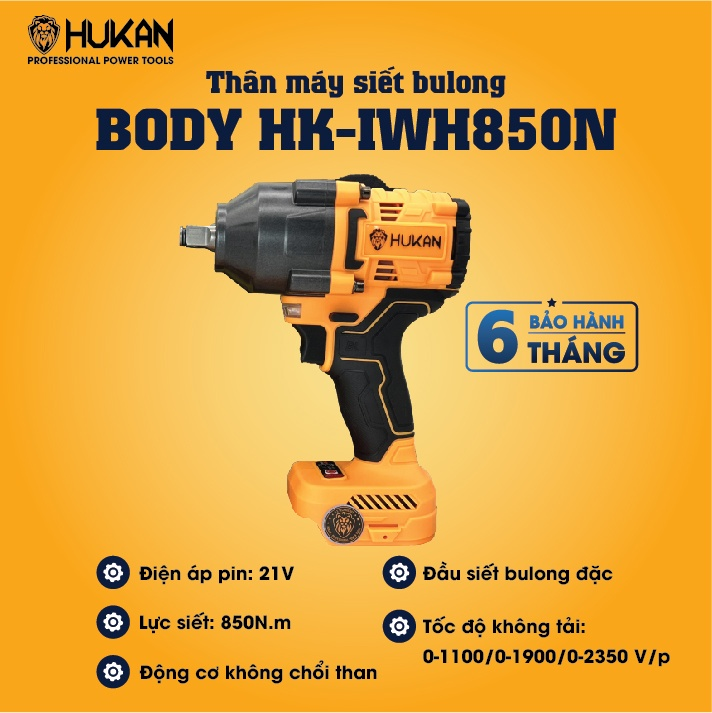 Thân Máy Siết Bulong Pin HUKAN - BODYHK-IWH850N