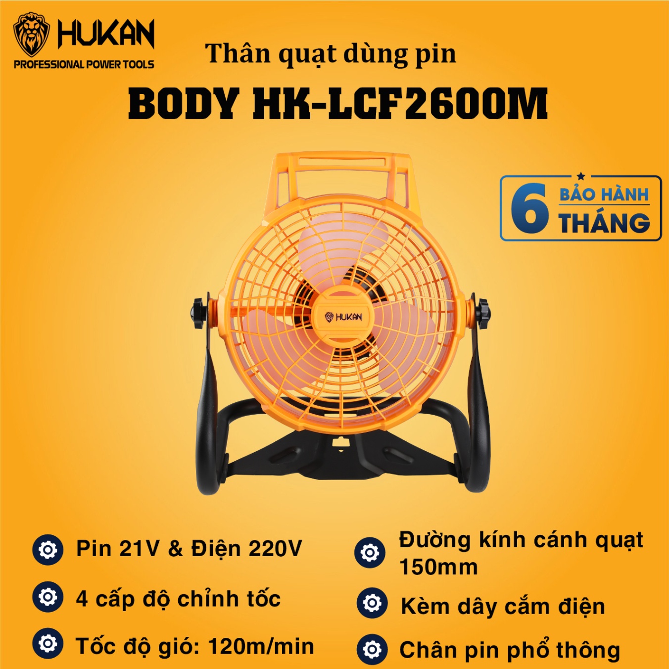 Thân Quạt Dùng Pin HUKAN - BODYHK-LCF2600M