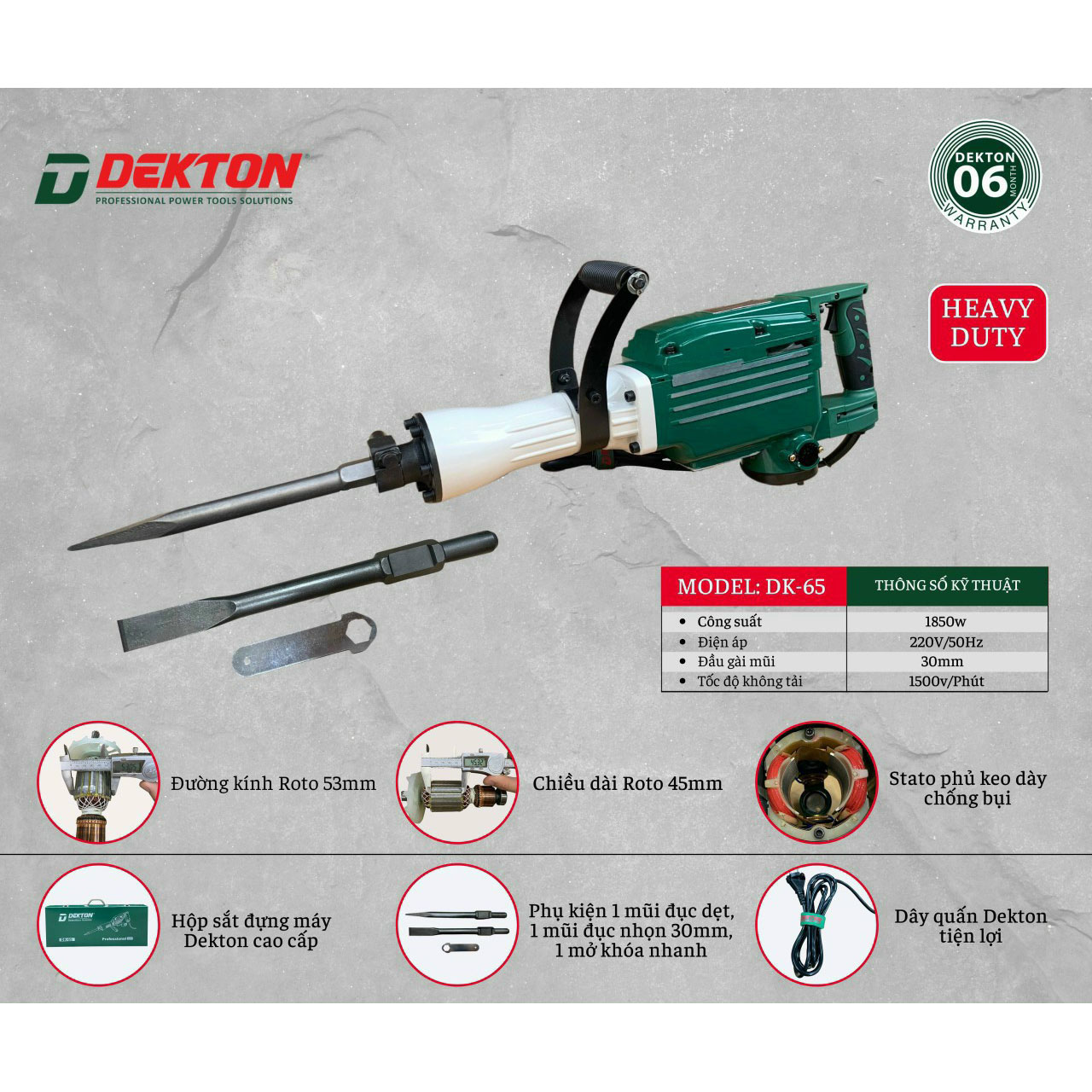 Máy đục bê tông DEKTON DK-65