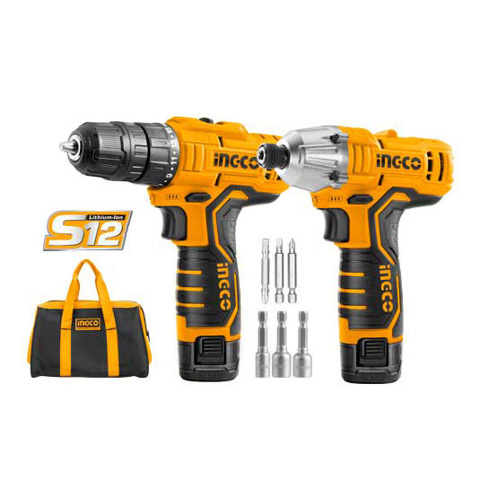 Bộ combo máy khoan 10mm & siết vít dùng Pin Lithum 12V INGCO CKLI1201