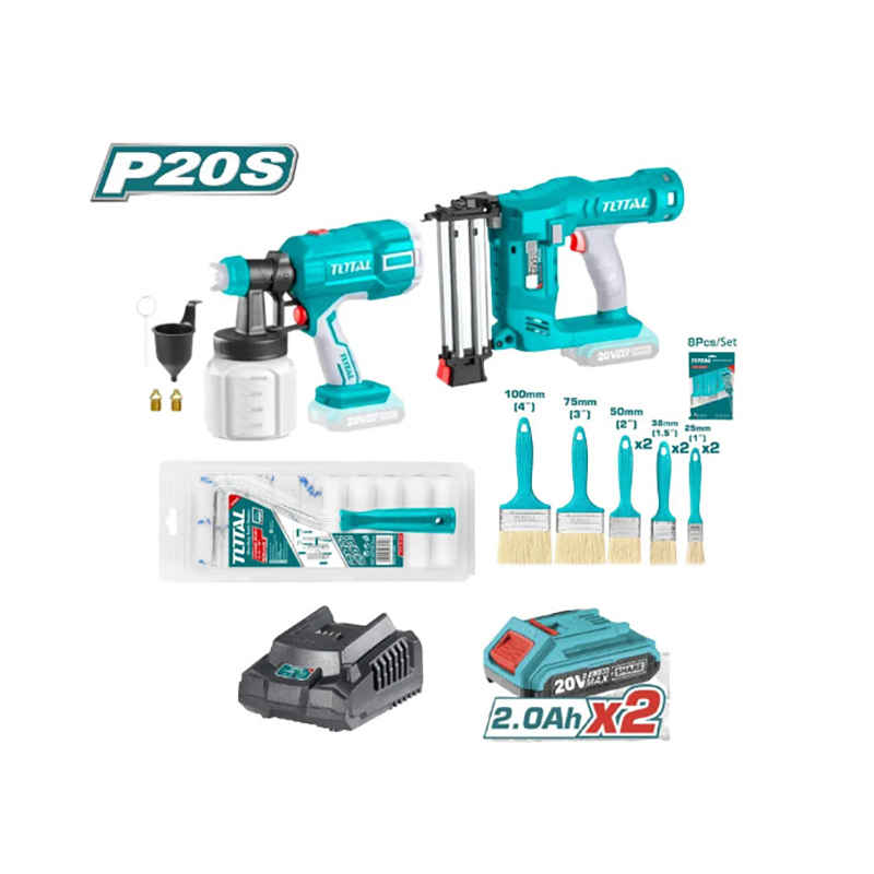 Bộ combo súng bắn đinh TCBNLI2016 máy phun sơn TCSGLI20406 dùng Pin 20V TOTAL - TOSLI23054