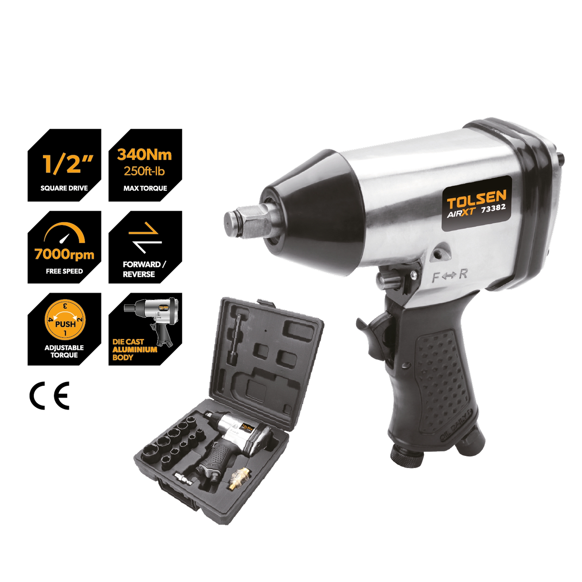 Bộ 17 Món Súng Hơi Mở bulong 1/2'' Tolsen 73382
