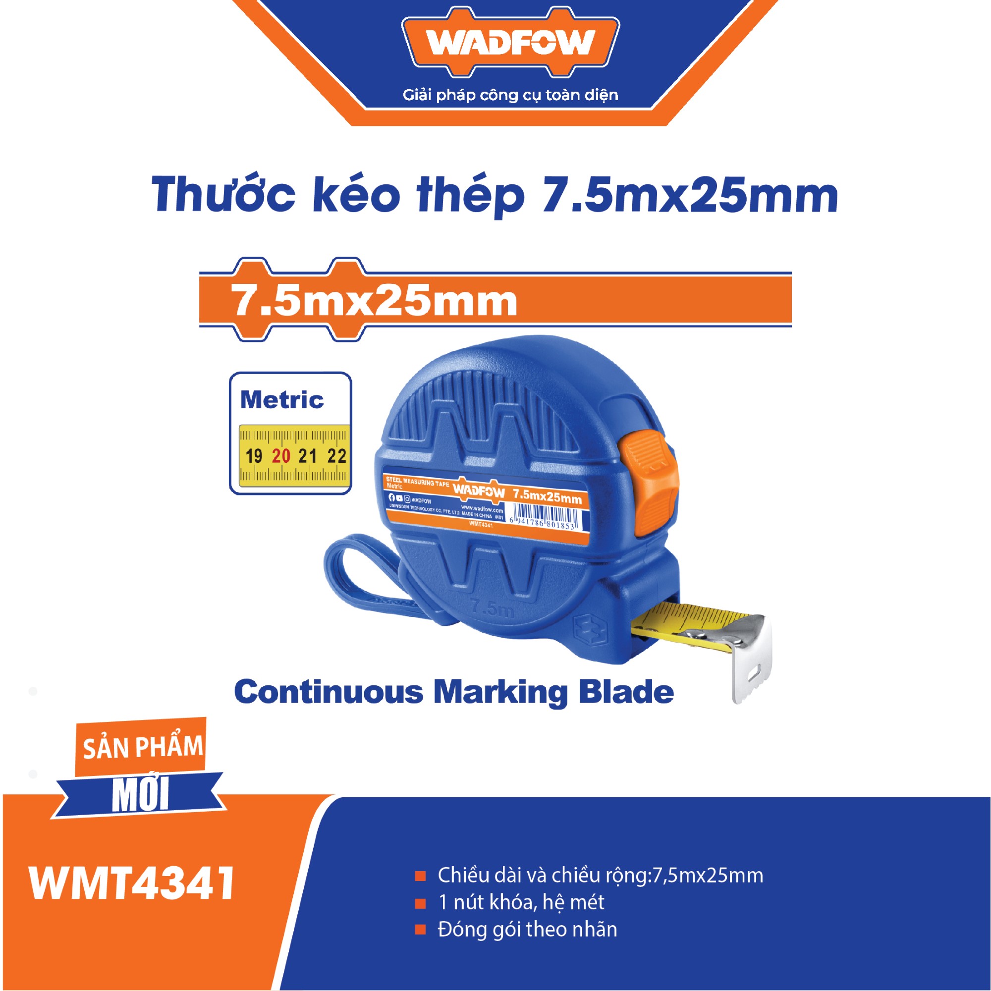 Thước kéo thép 7.5mx25mm WADFOW - WMT4341