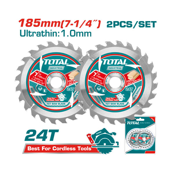 Bộ 2 lưỡi cưa TCT siêu mỏng 185mm TOTAL - TAC2331853