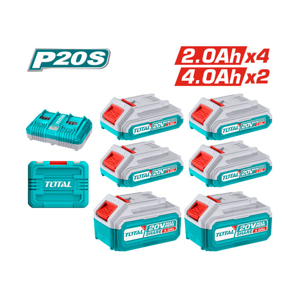 Bộ 7 pin Lithium-Ion 20V TOTAL - TOSLI230701