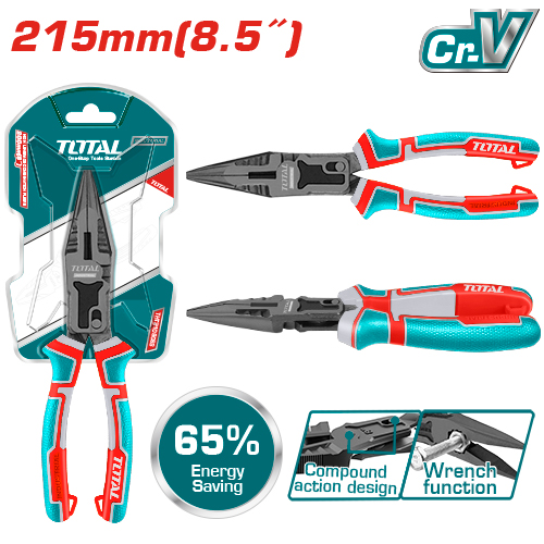 Kềm cắt mũi nhọn mỏ dài trợ lực 215mm TOTAL - THTC520806
