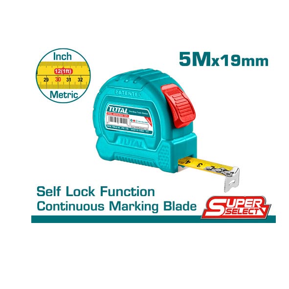 Thước kéo thép nền vàng 5x19mm TOTAL TMT37519