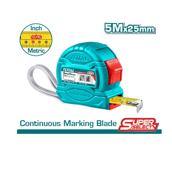 Thước kéo thép nền vàng 5x25mm TOTAL TMT34525