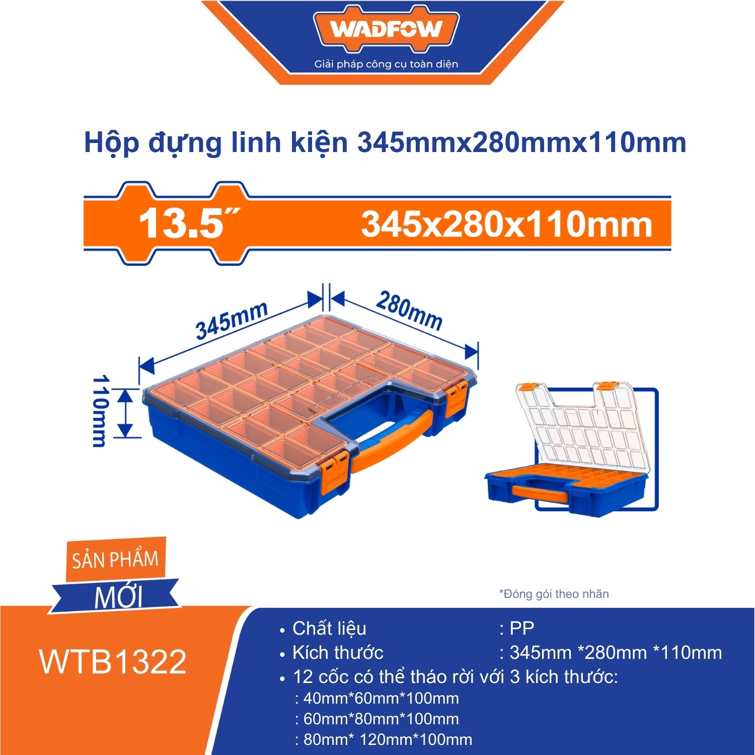 Hộp đựng linh kiện 345mmx280mmx110mm WADFOW - WTB1322