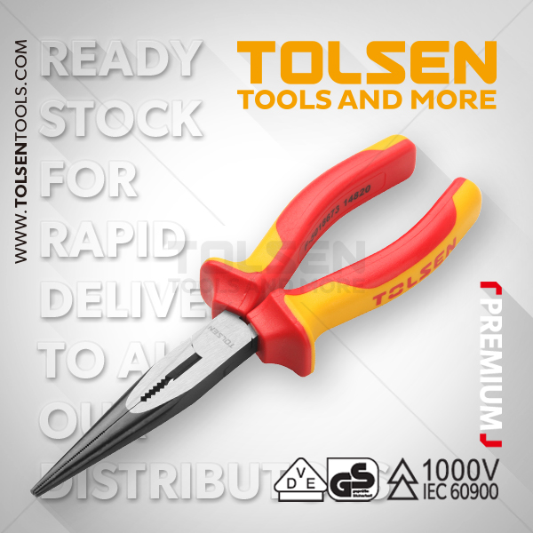 Kìm Nhọn Cách Điện 1000v V38138 200mm 8" Tolsen V38138