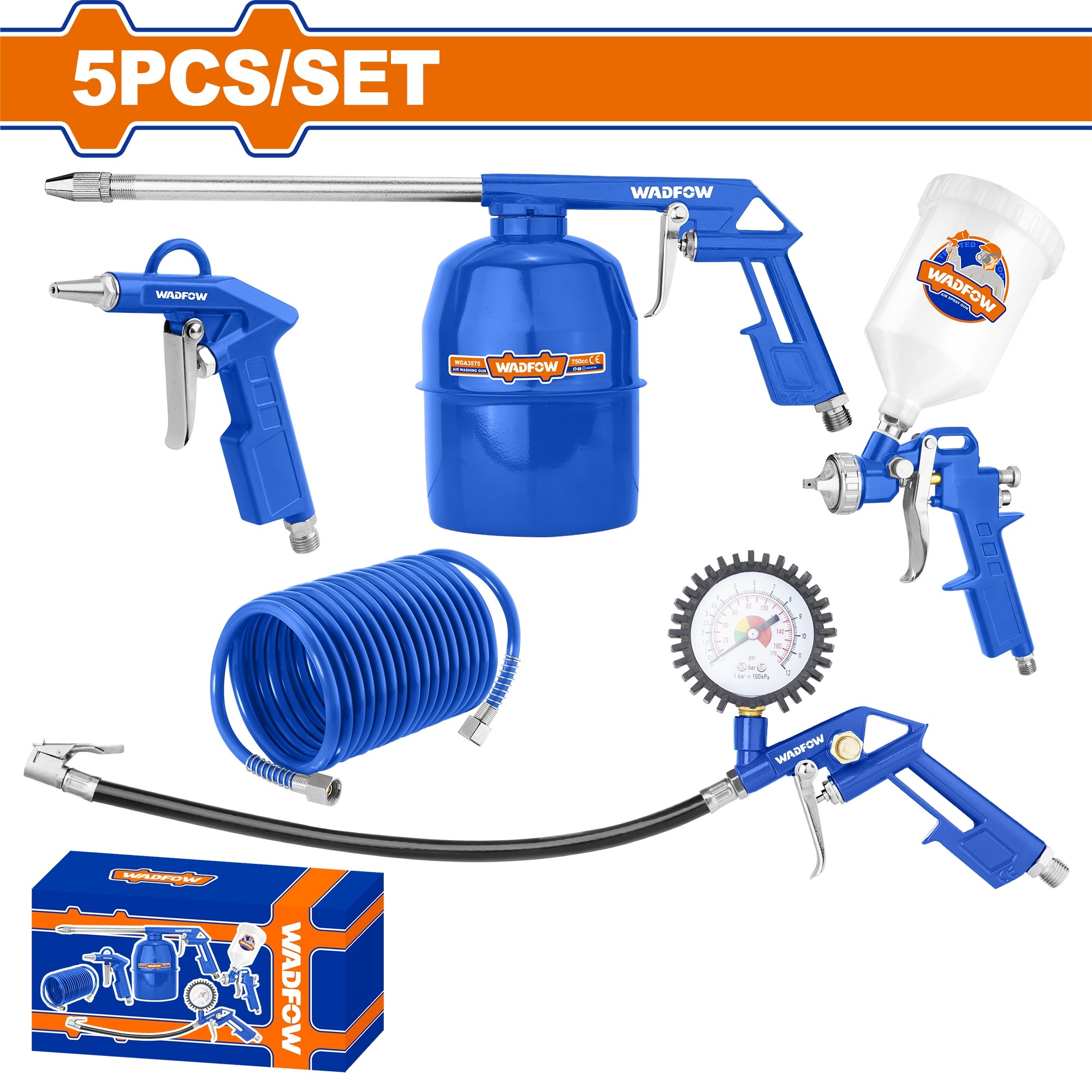 Bộ 5 dụng cụ dùng khí nén - WADFOW - WAX1505