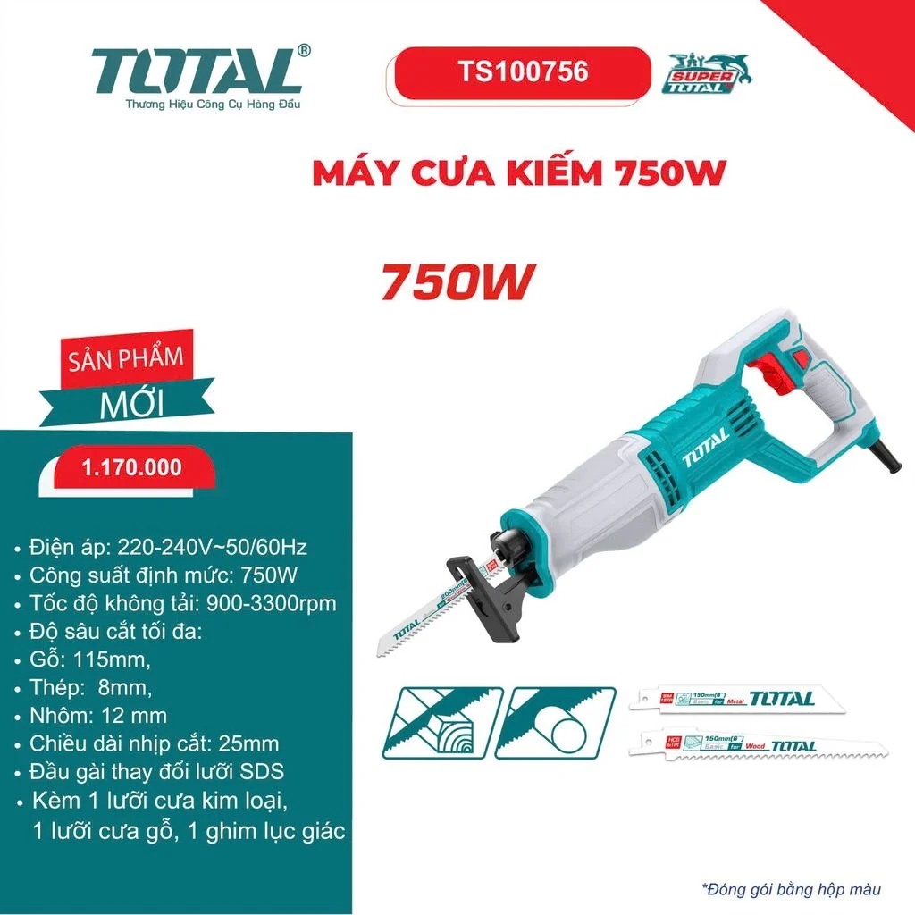 Máy cưa kiếm 750W - TOTAL - TS100756