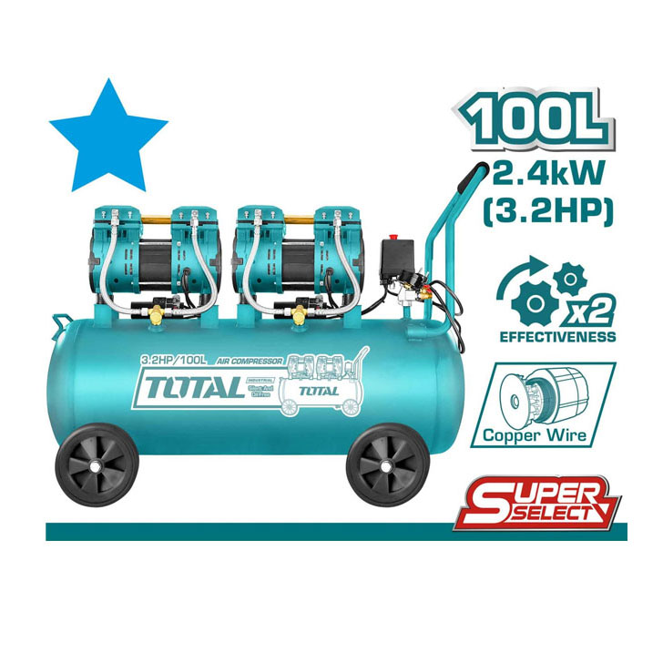 Máy nén khí không dầu 100L/2x1200W TOTAL - TCS2241008T
