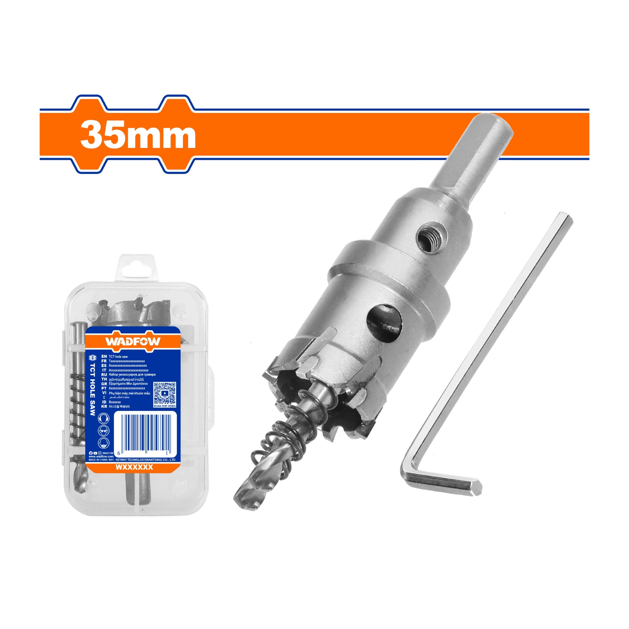 Mũi khoét lỗ inox TCT 35mm - WADFOW - WKJ6B35