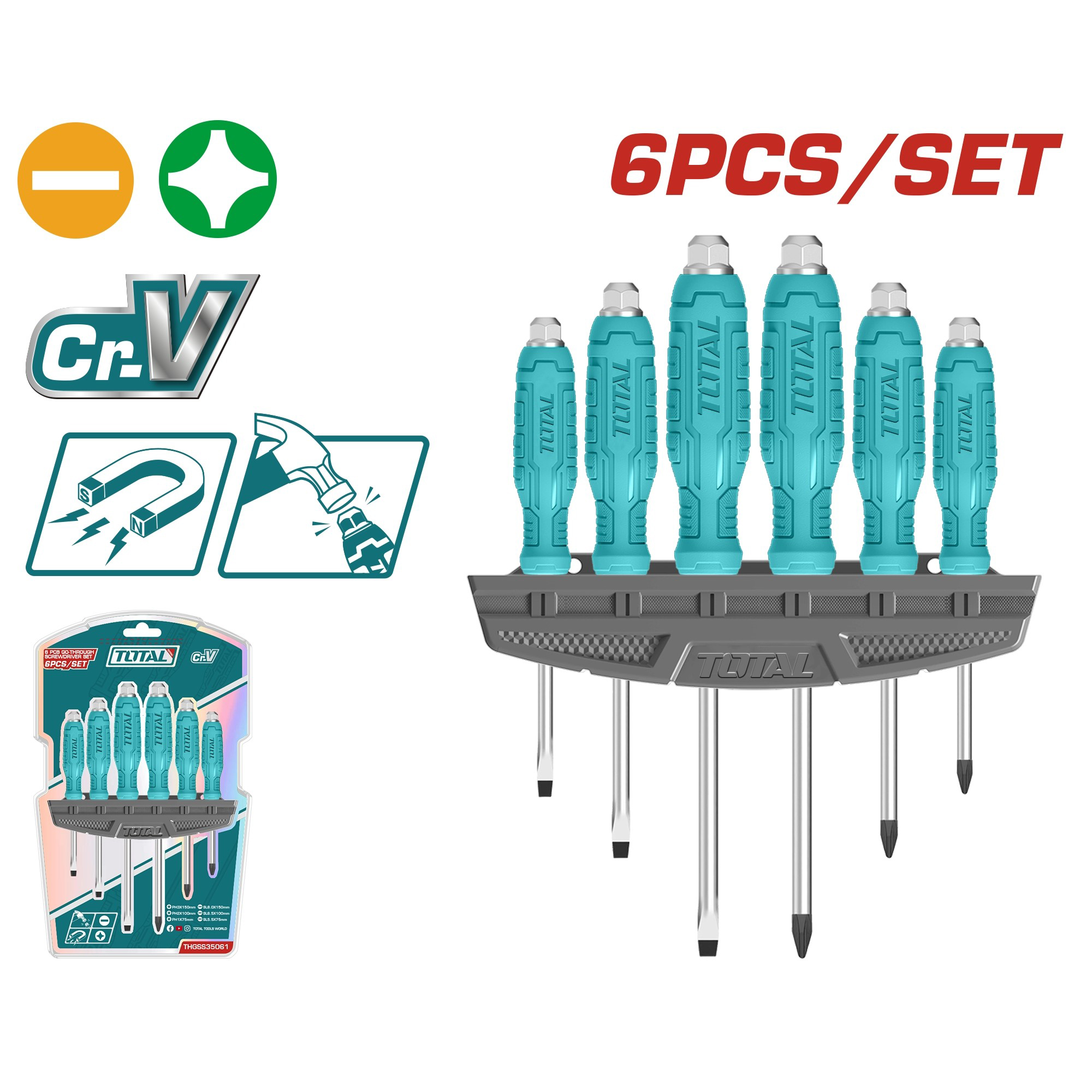 Bộ 6 tua vít đóng xuyên TOTAL - THGSS35061
