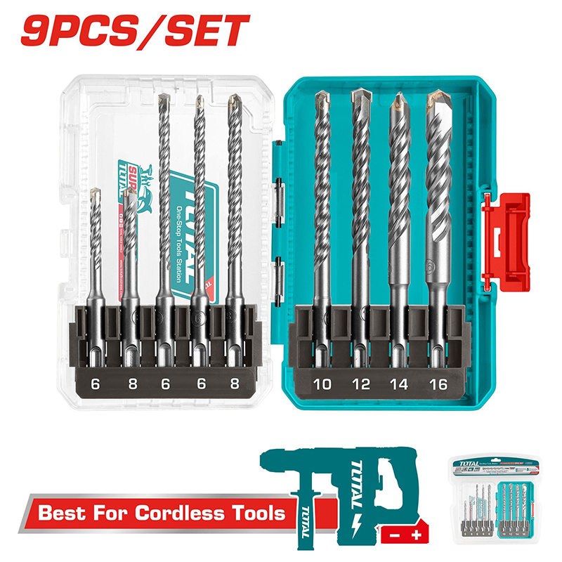 Bộ 9 mũi khoan bê tông đuôi gài SDS TOTAL - TACSDL30906