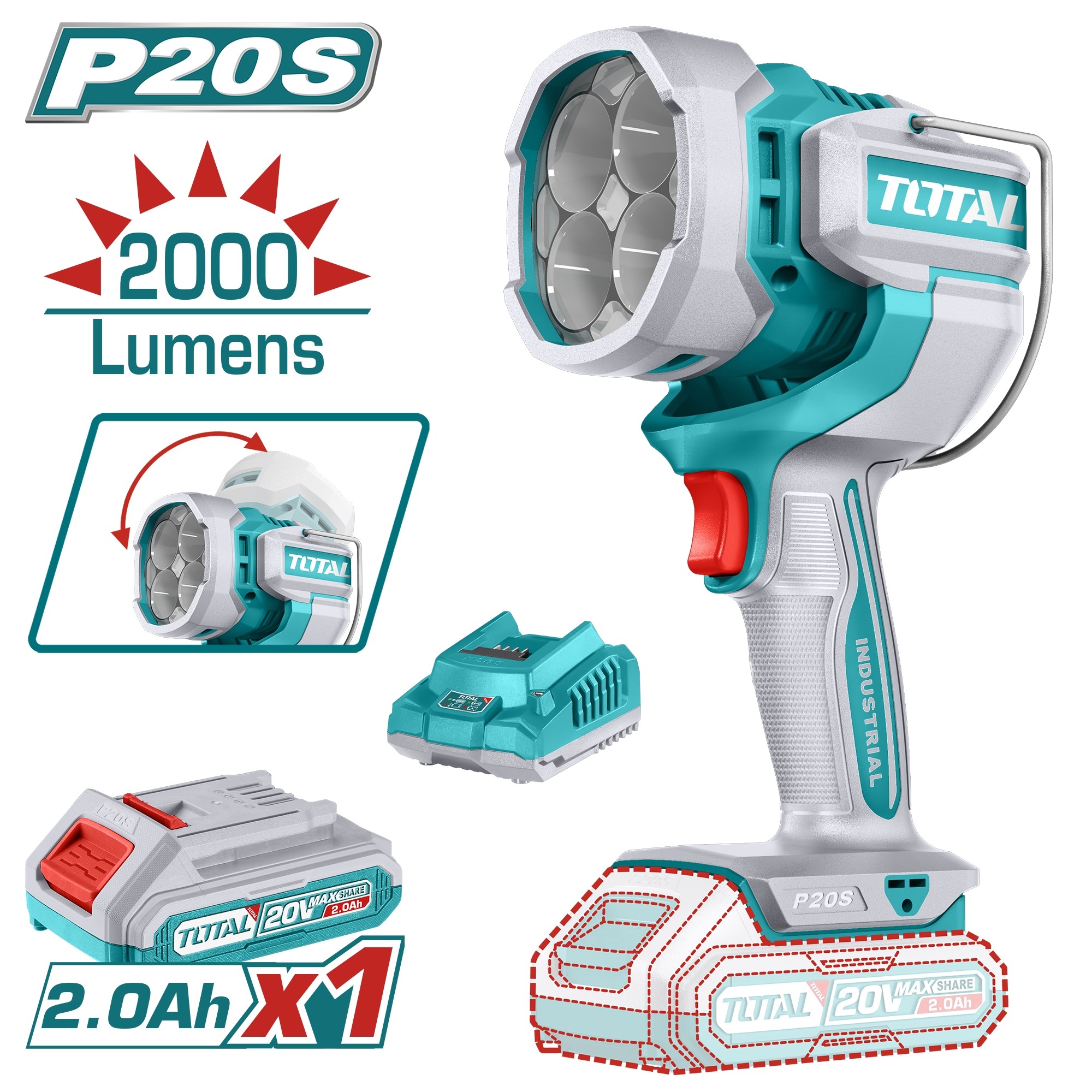 Đèn làm việc dùng pin 20V - TOTAL - TWLI20881